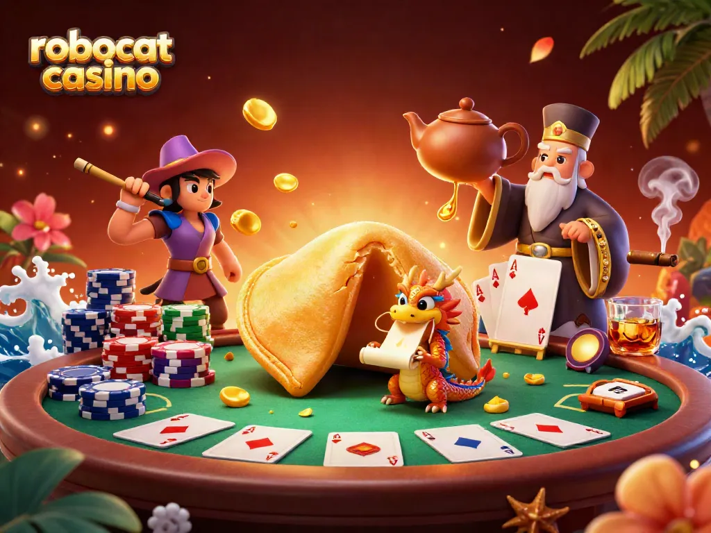 Experience winning moments at robocat casino with a vibrant 3D scene of fortune and gaming.